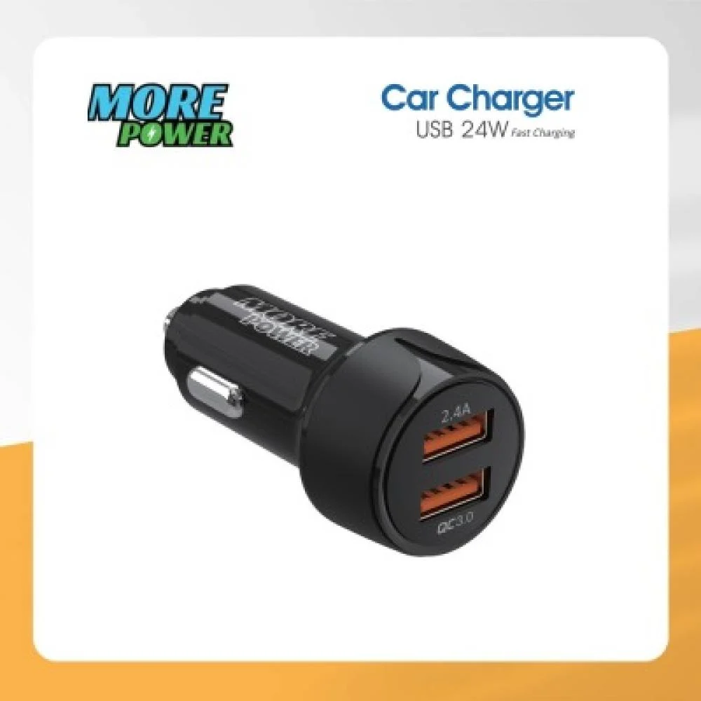 شاحن سيارة مور باور منفذين USB بقوة 24 واط