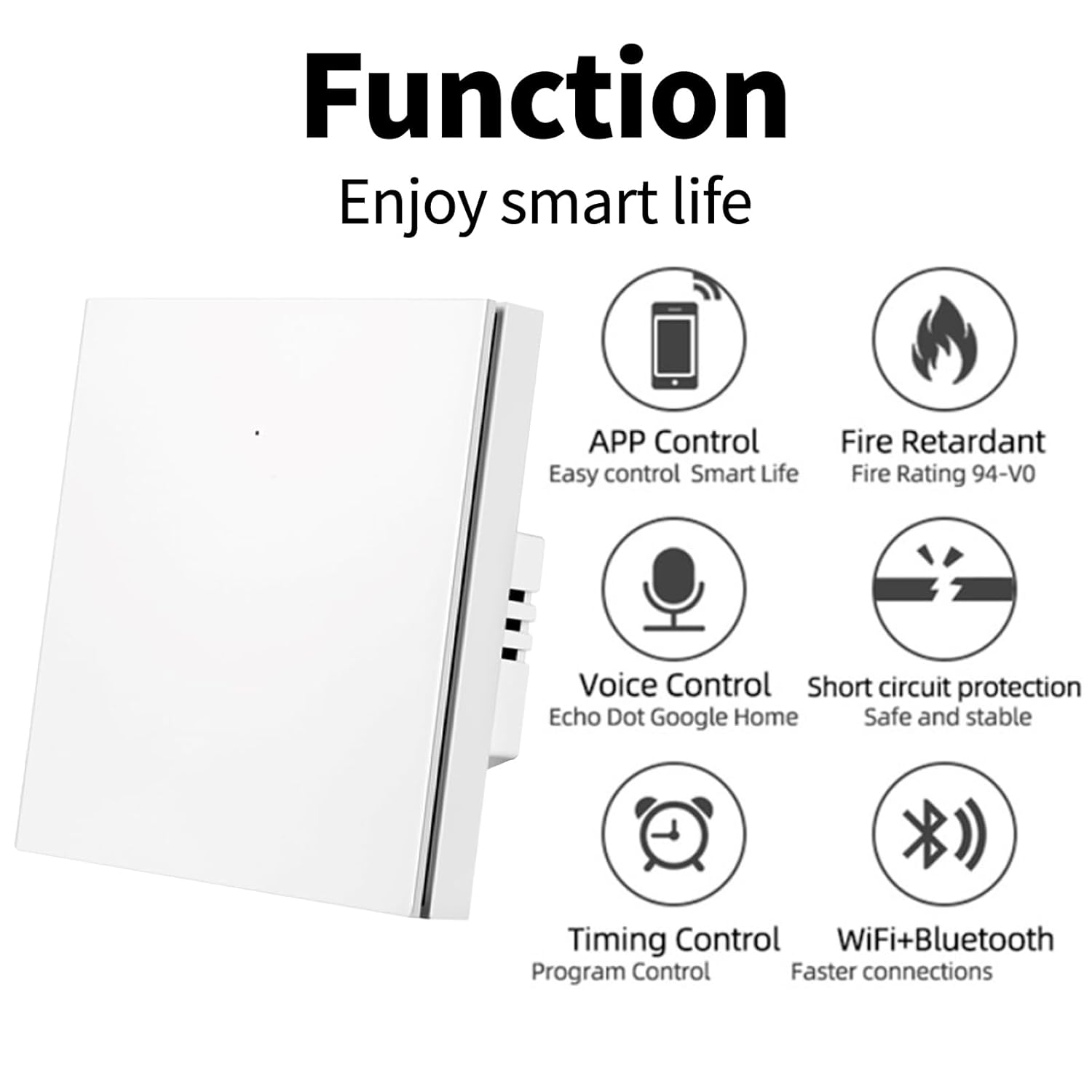  مفتاح اضاءة ذكي WiFi ظغط، ابيض، متوافق مع اليكسا، تحكم عن بعد عن طريق تطبيق 