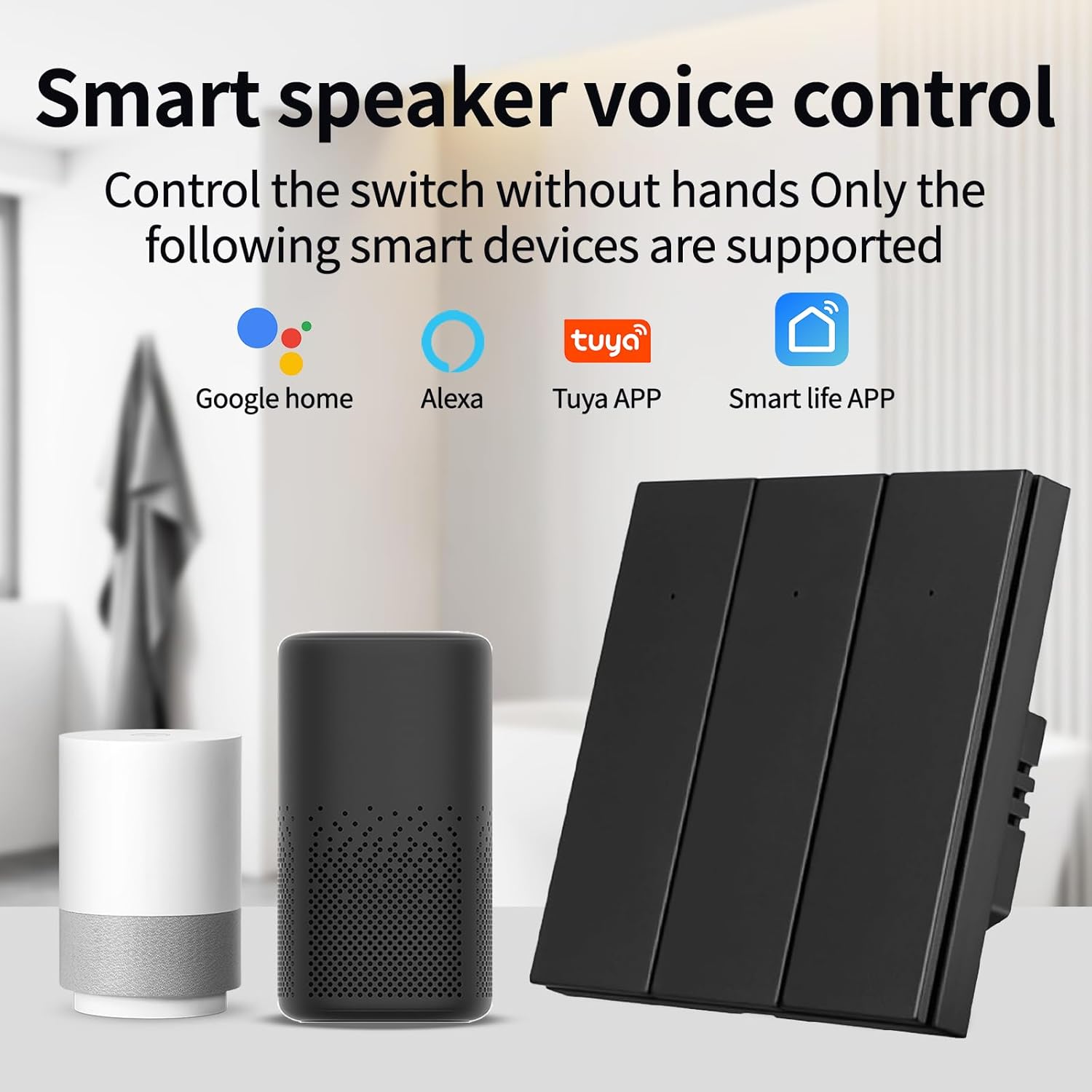  مفتاح اضاءة ذكي WiFi ظغط، اسود، متوافق مع اليكسا، تحكم عن بعد عن طريق تطبيق 