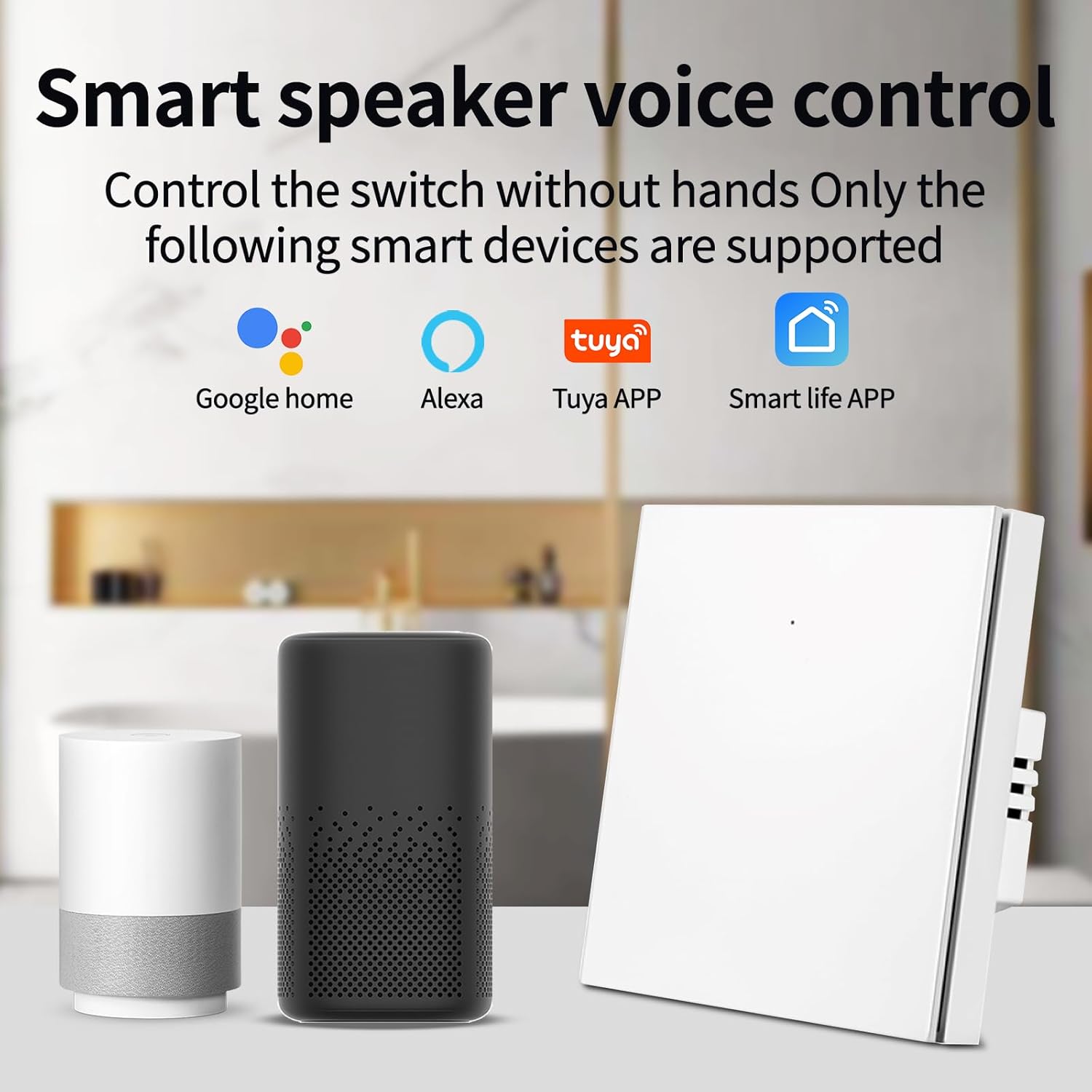  مفتاح اضاءة ذكي WiFi ظغط، ابيض، متوافق مع اليكسا، تحكم عن بعد عن طريق تطبيق 