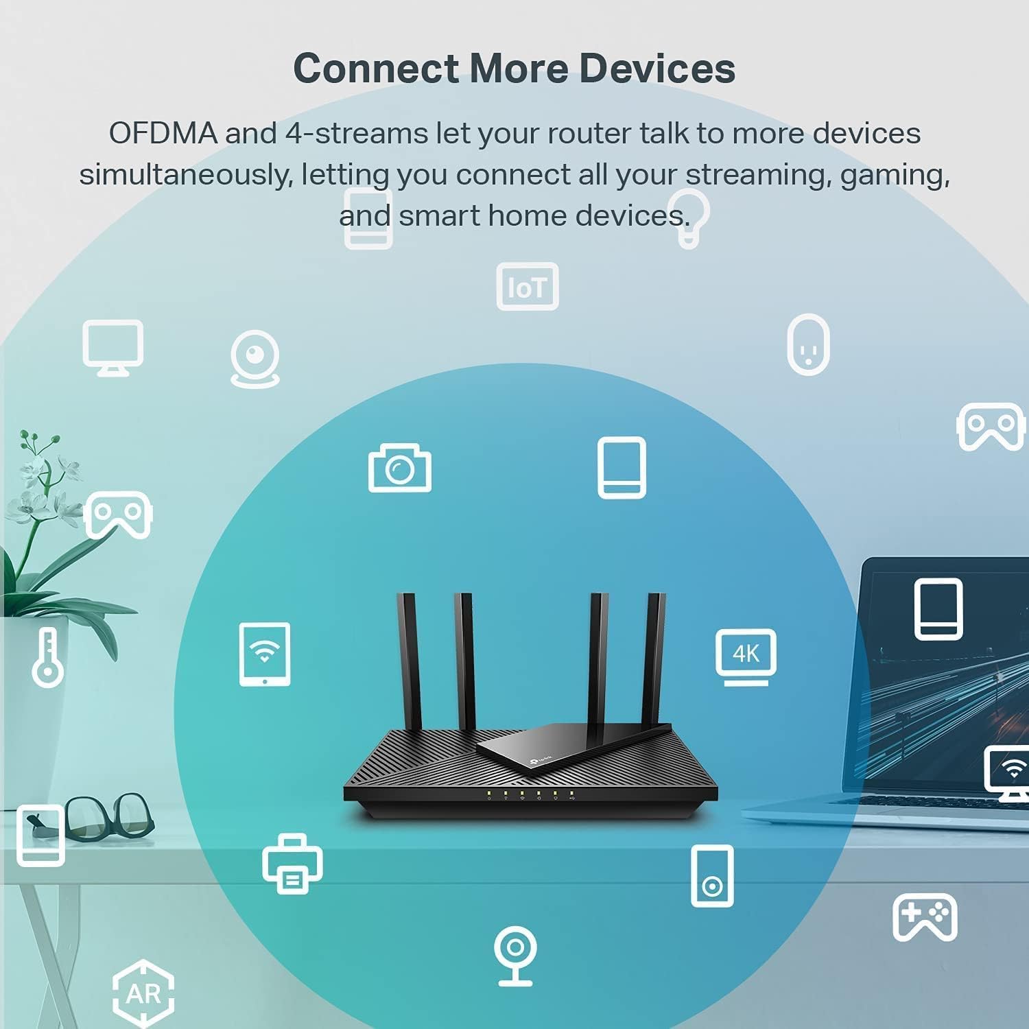  راوتر AX3000 بتقنية واي فاي 6 معيار اتصال 802.11ax جيجابت ثنائي التردد يدعم VPN يدعم ون ميش موديل Archer AX55 أسود 