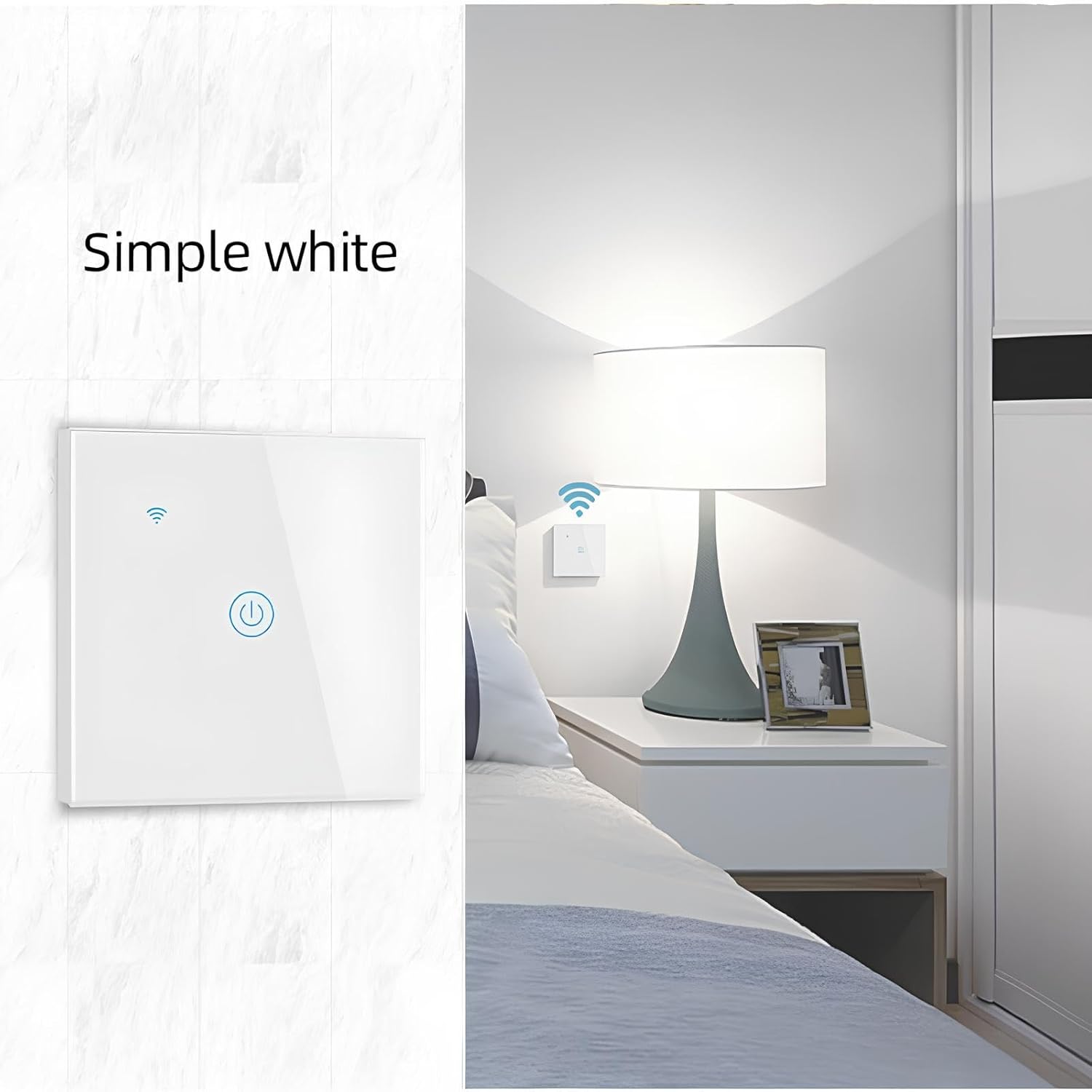  مفتاح اضاءة ذكي WiFi لمس، ابيض، متوافق مع اليكسا، تحكم عن بعد عن طريق تطبيق 