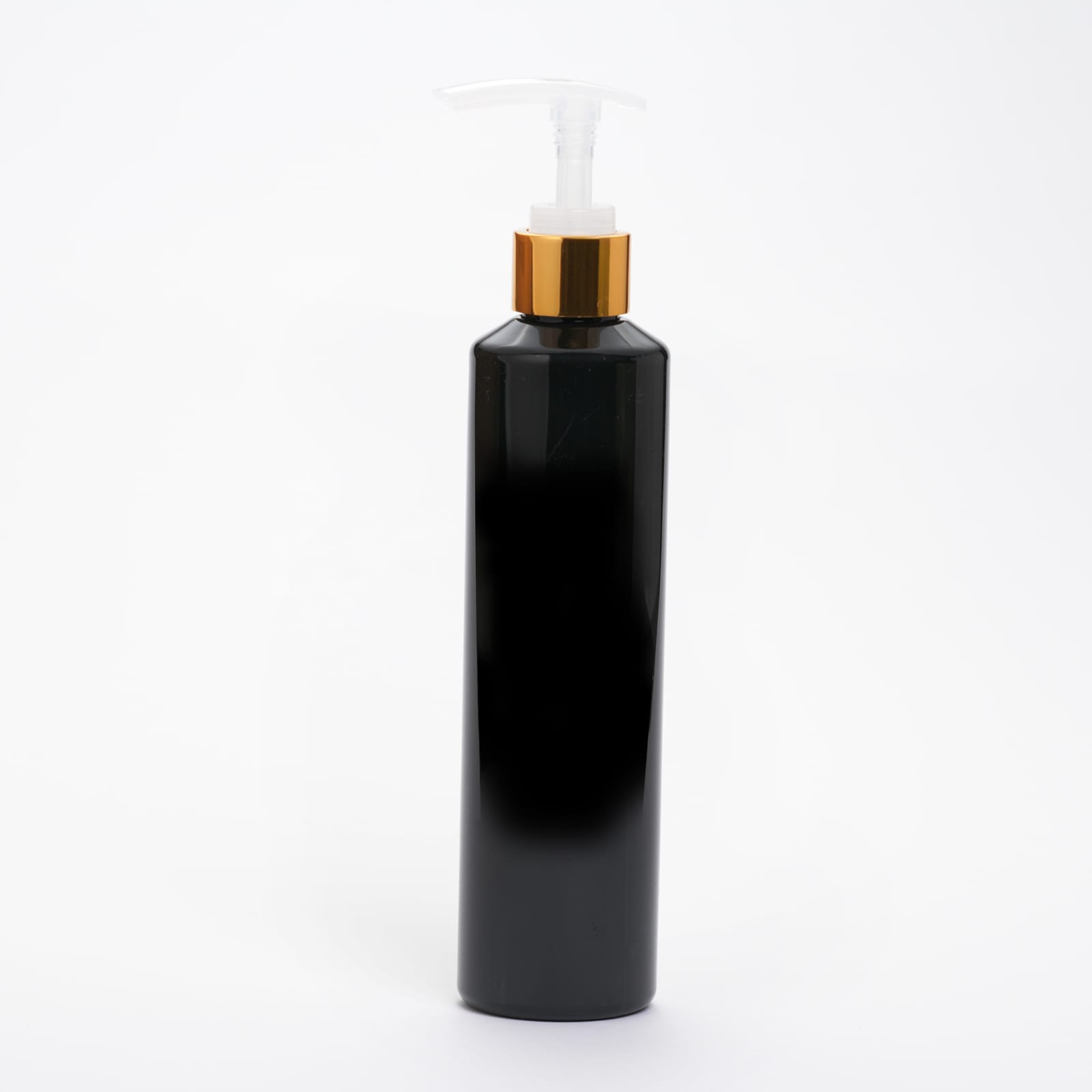 عبوة بلاستك 265مل أسود مع ضغاط لوشن 24 ذهبي( كلر)
