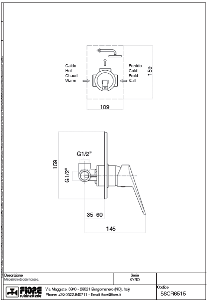  وجه مع خلاط خط واحد كامل كروم فيوري ايطالي  