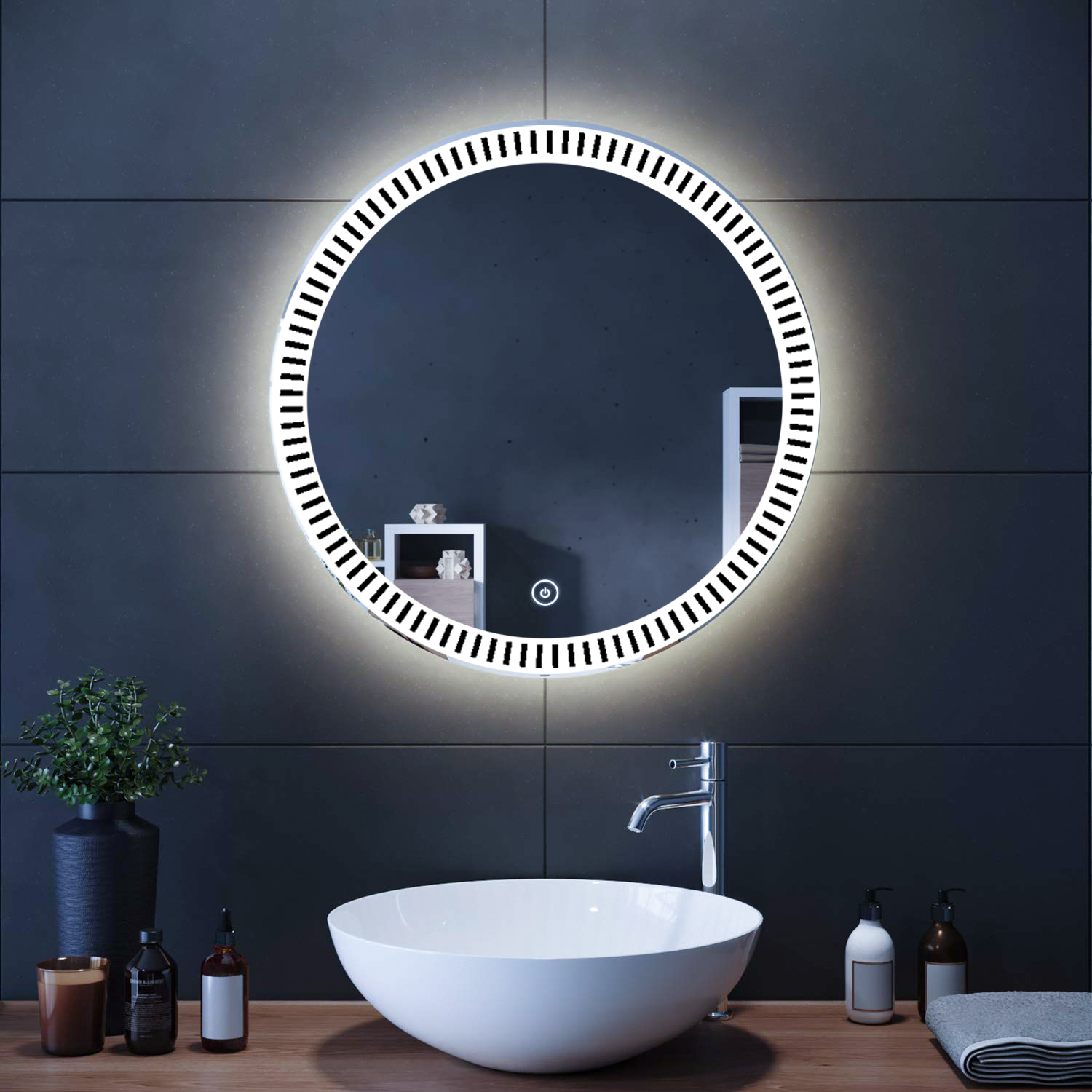  مرآة دائرية لمس LED 60-CM 