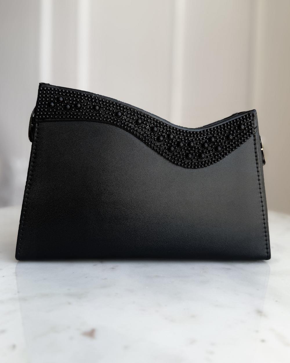 Wavy bag with pearl embellishments