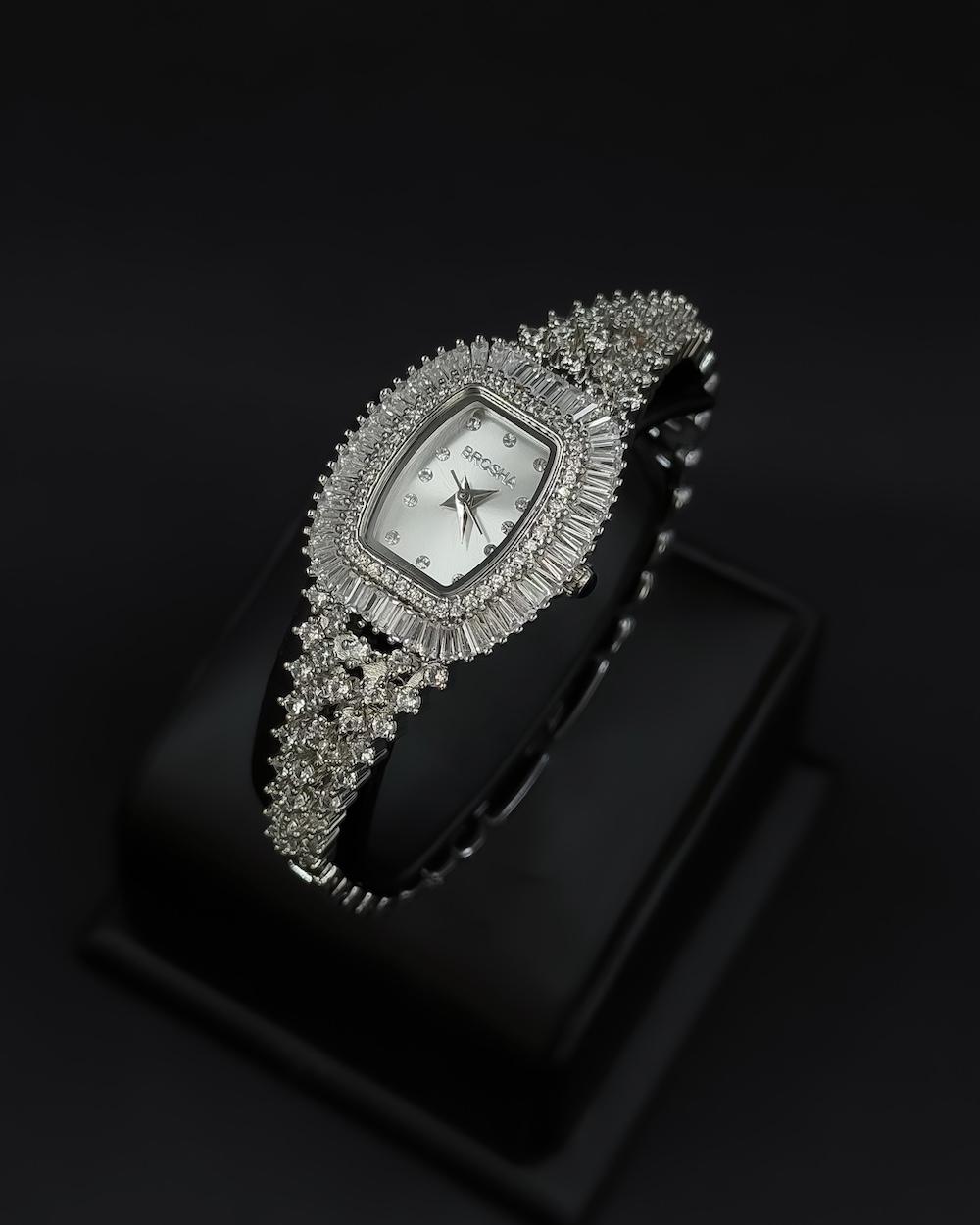 Crystal bracelet evening watch