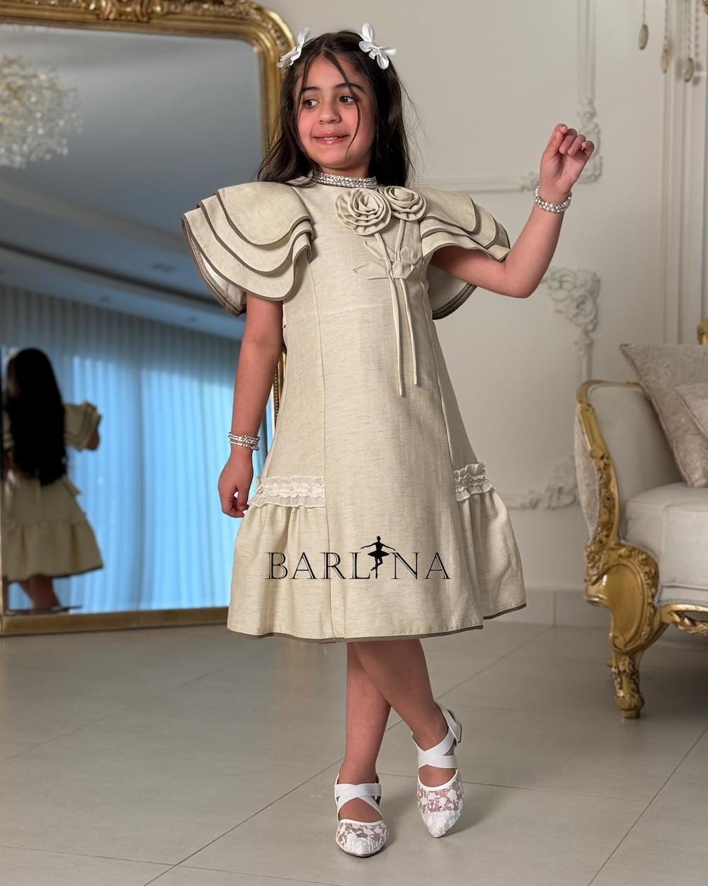 Girls' dress with butterfly sleeves and ruffles