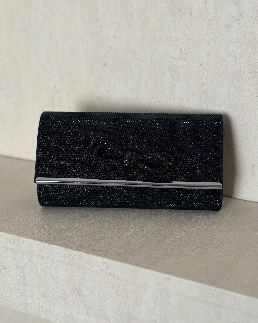 Crystal evening bag with bow tie