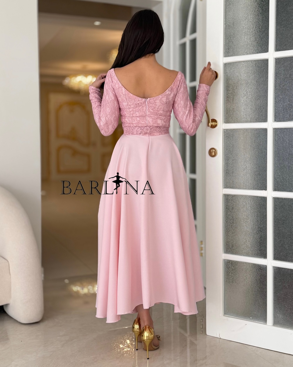 chinese dress ladies Embroidered A-Line Gown with Illusion Mesh Sleeves 4XL / Charcoal main image 0