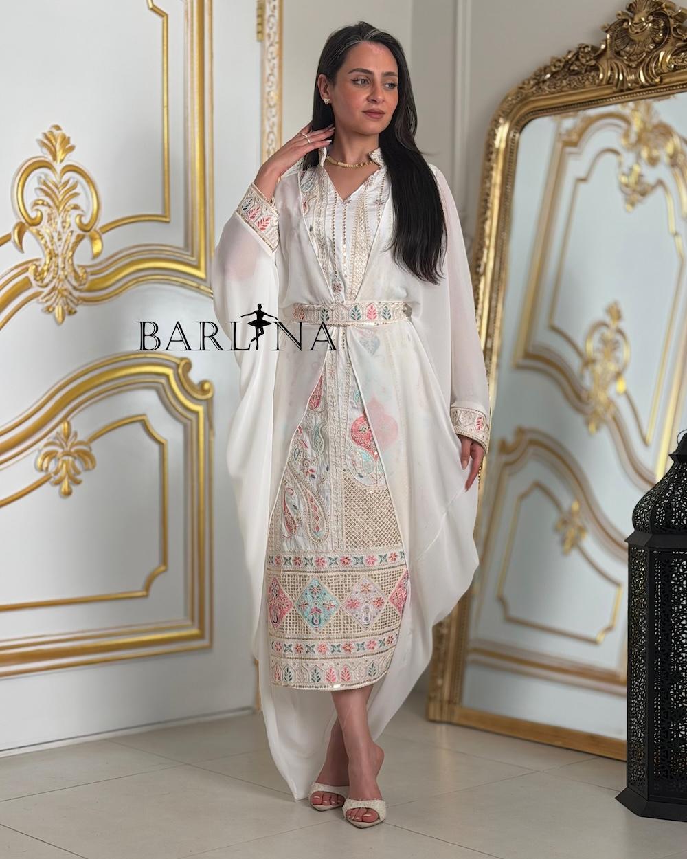 Jalabiya with luxurious multi-colored embroidery