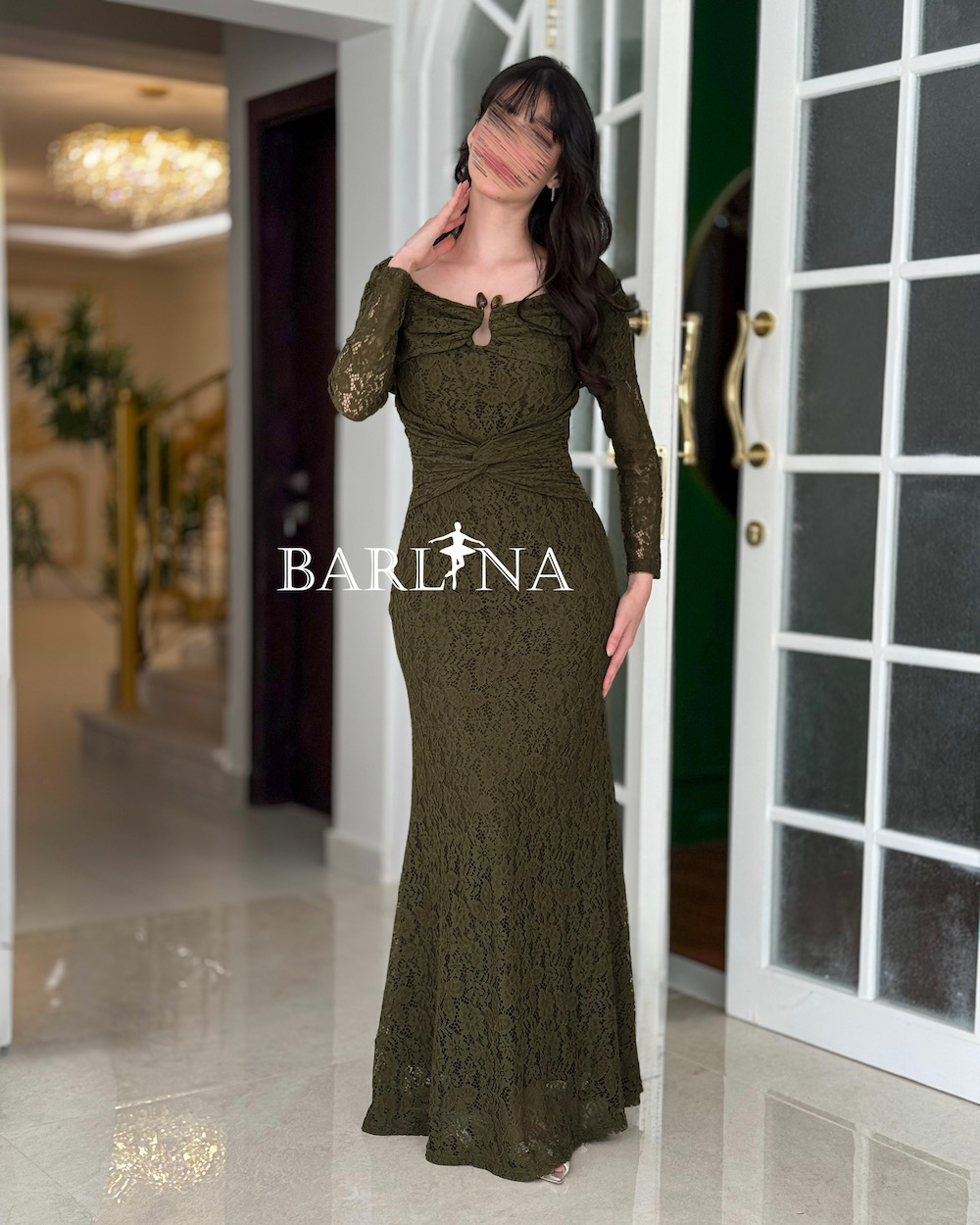 chinese dress ladies Olive Green Mother Of The Bride Dress Illusion Sleeves Sweetheart Lace  Appliqued Tea-Length Chiffon Mother Of The Bride Dress main image 1