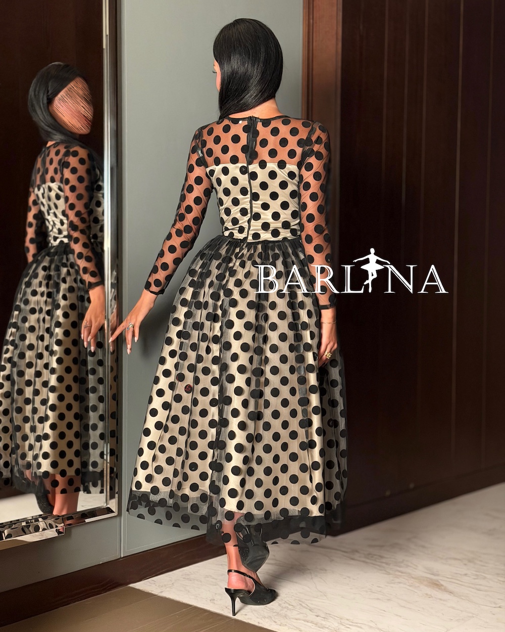Classic polka dot midi dress