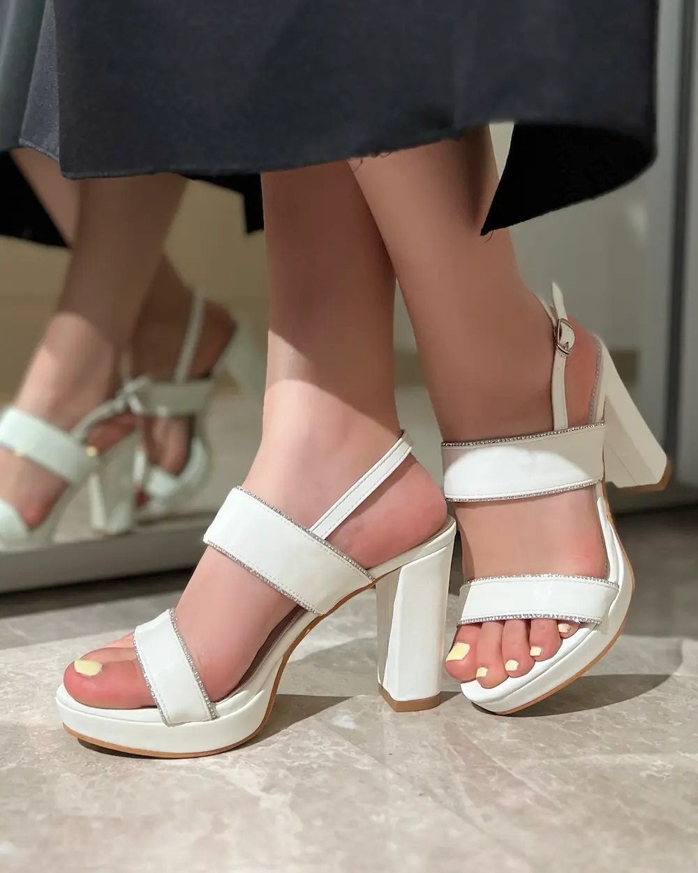 Womens high heel with two wide straps