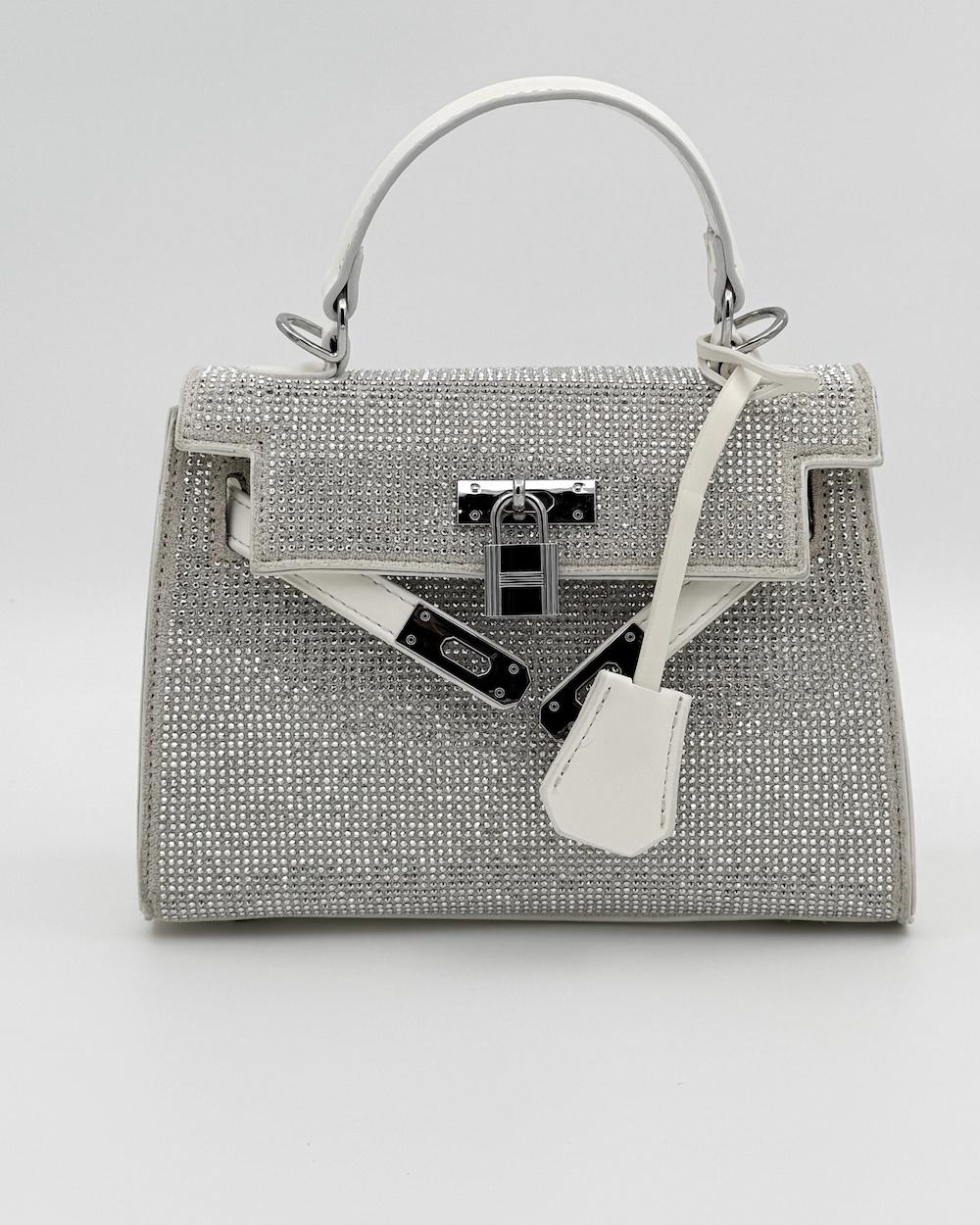 Luxury studded bag with front closure