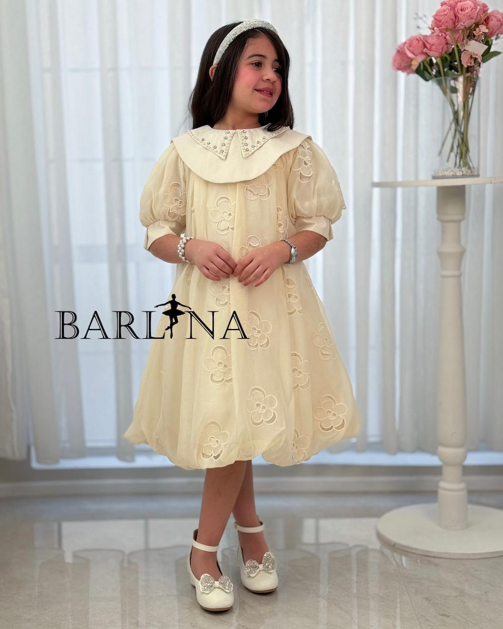 Girls' dress with medium puff sleeves