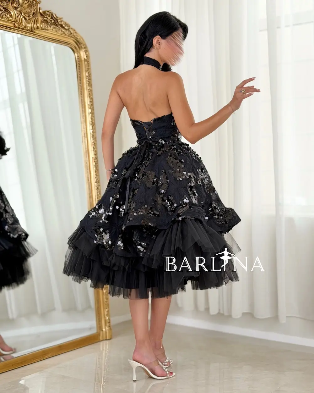 xxl sequin dress V-Neck Plus-Size Long Sequin Prom Dress CD840C Azure / 16