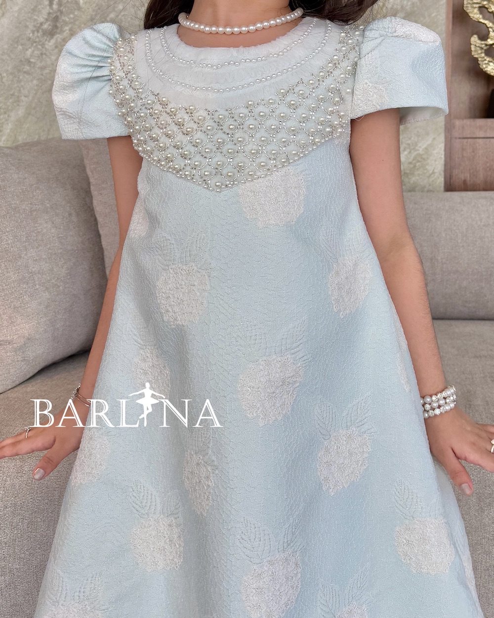 chinese dress ladies Graham | Blue Willow Arched Strapless Ballgown main image 1