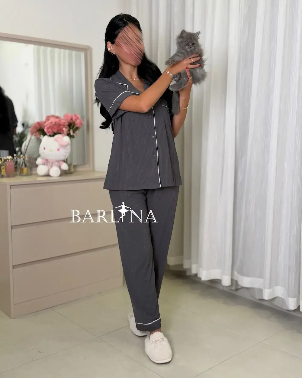 Classic style pajamas with front buttons