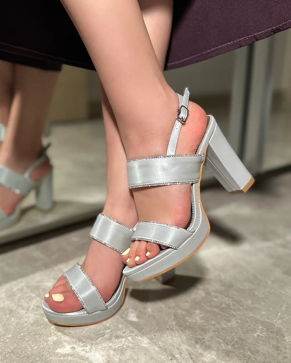 Womens high heel with two wide straps