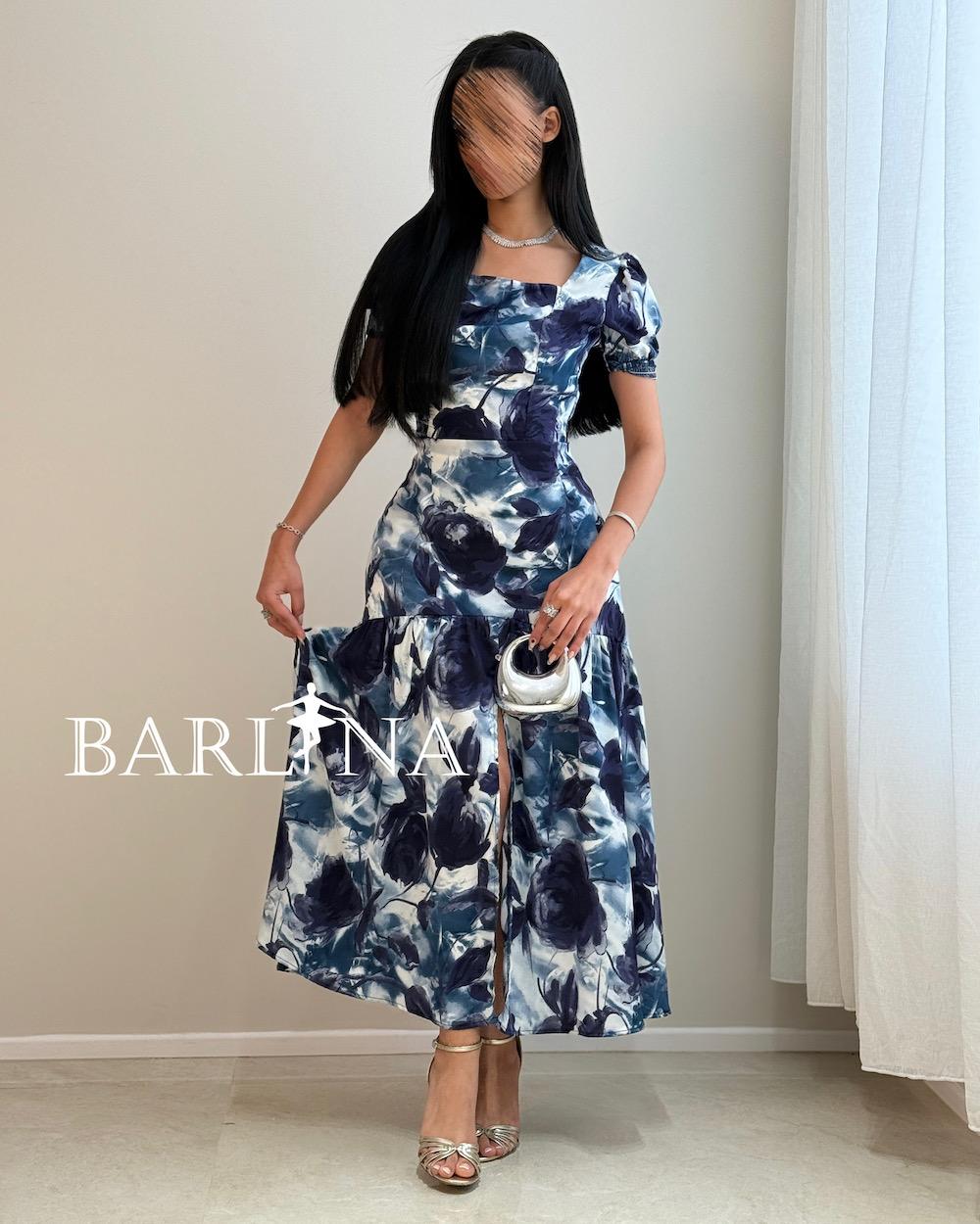 A soft set with a wavy floral print and a smooth cut
