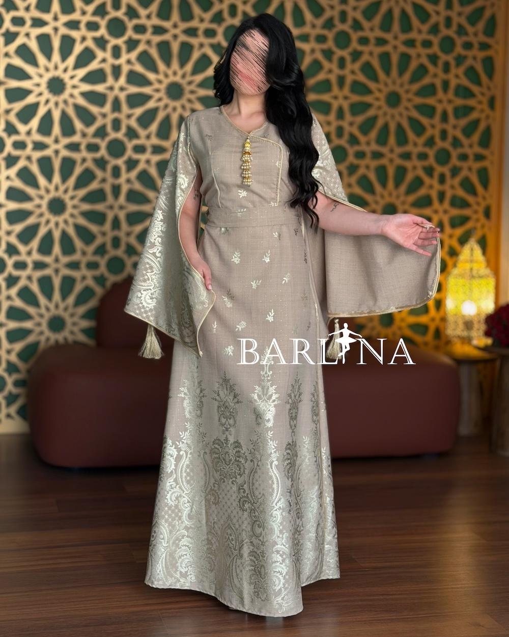 Long jalabiya with cape and gold embellishments