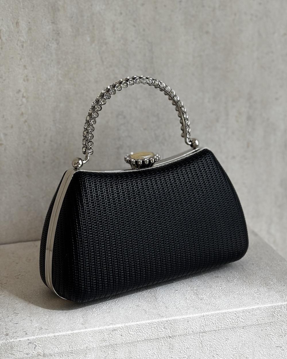 Handbag with a top handle, embellished with crystals