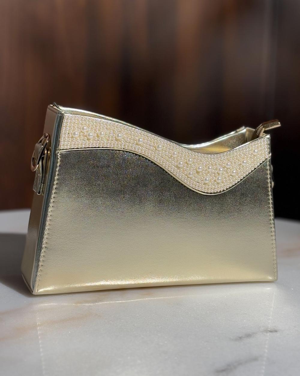 Wavy bag with pearl embellishments