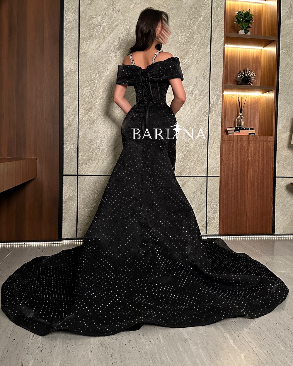 white christmas dresses Black V-Neck Sheer Lace Corset Mermaid Prom Dress with Slit ALI252 –  SELINADRESS main image 1