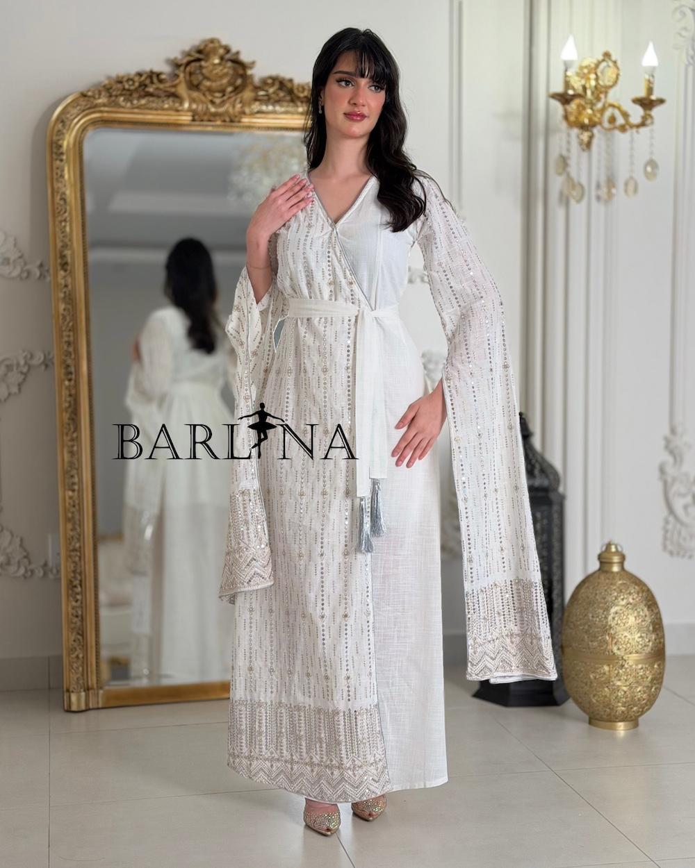 Luxurious wrap-style jalabiya adorned with sequins