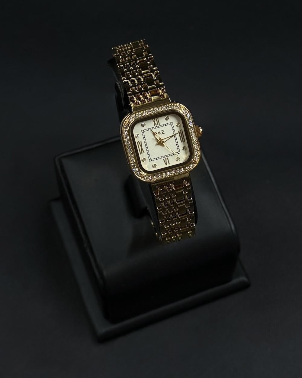 Classic women's wristwatch with a square frame