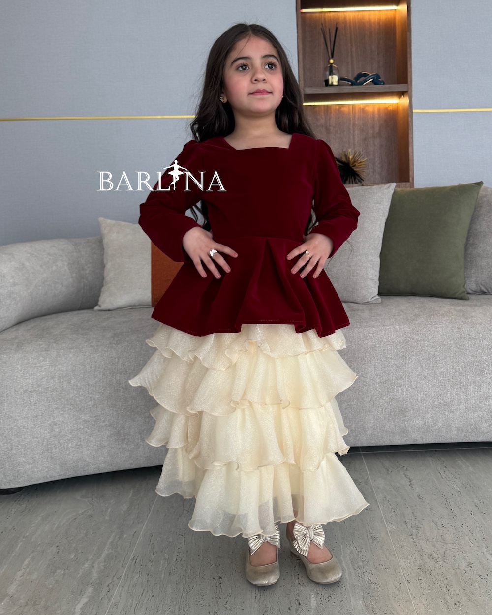 knee length dresses for ladies Mia Belle Girls Layered Tulle Dress main image 1