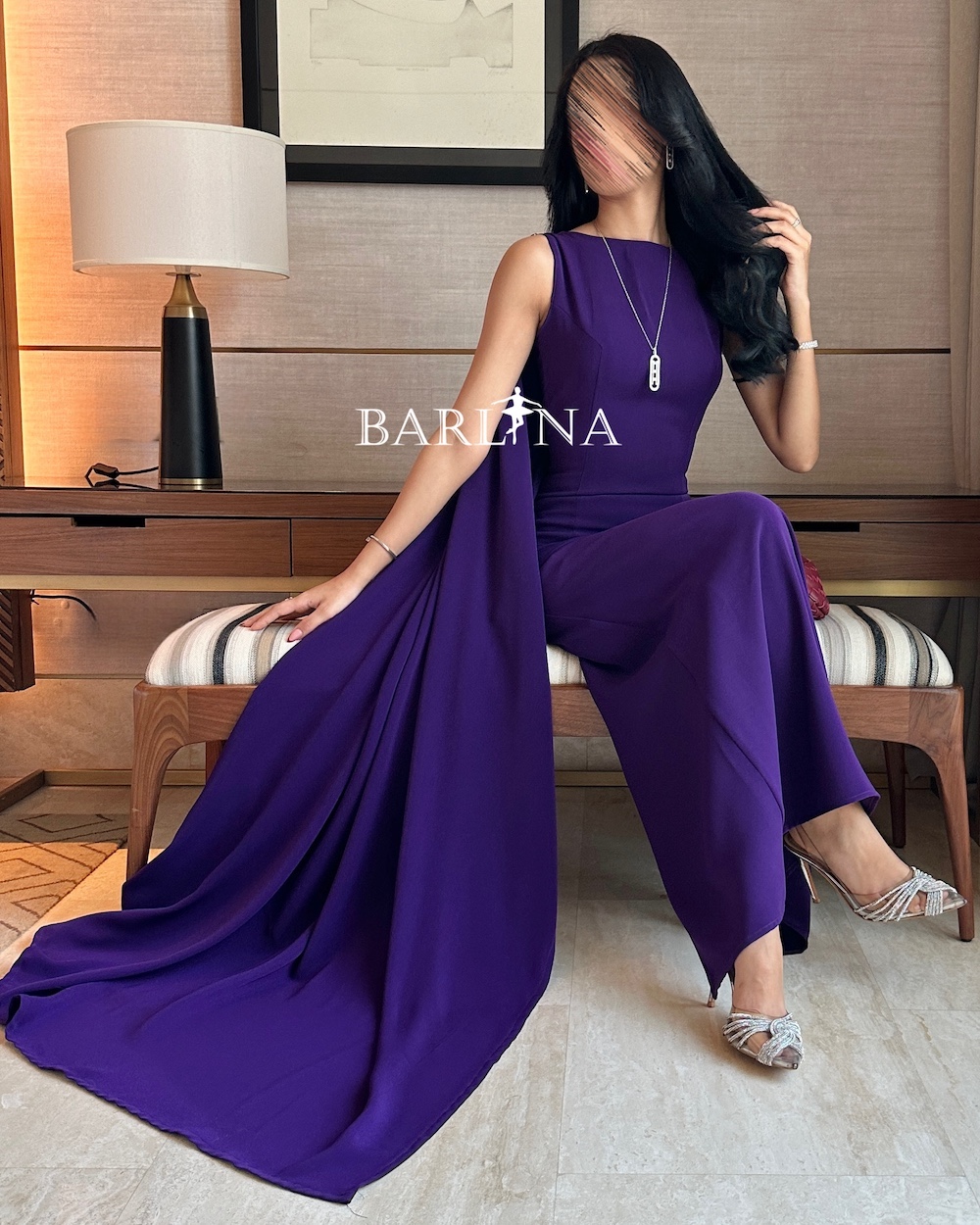 strapless open back dress Jadira Scarf Maxi Dress Purple Curve main image 0