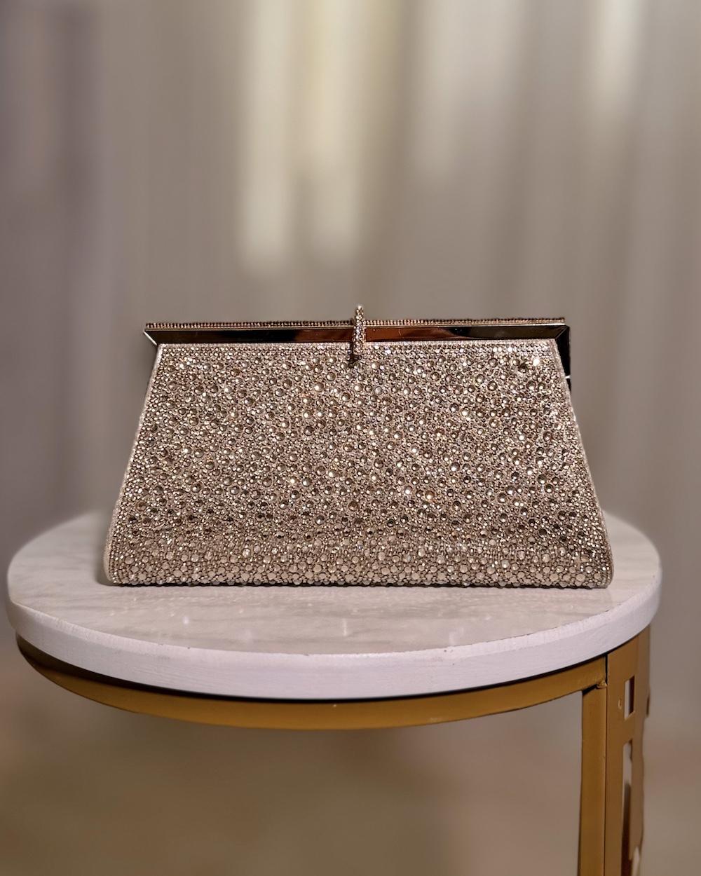 Evening bag studded with sparkling stones