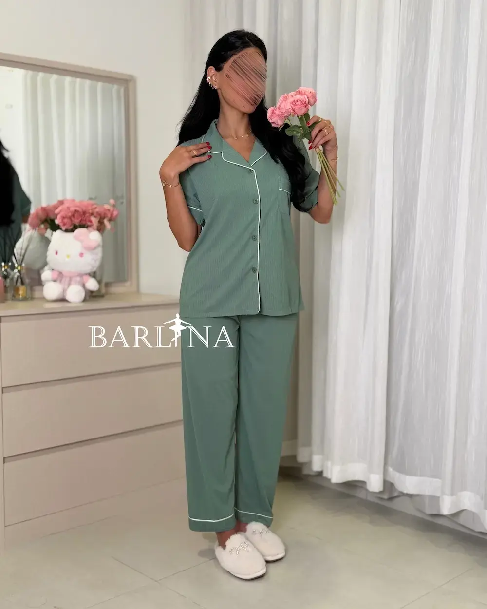 Classic style pajamas with front buttons