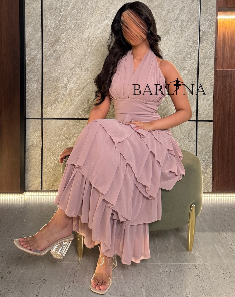 slim fit dress slacks Living High Burgundy Halter-Neck Maxi Dress With Long Sleeves – Club L  London main image 0