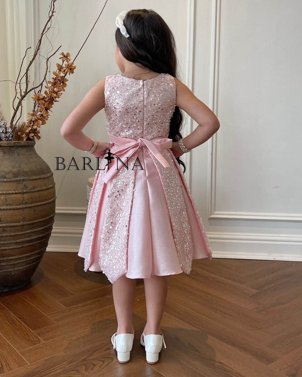 strapless open back dress Danahan Pink Dress Girl Hanbok
