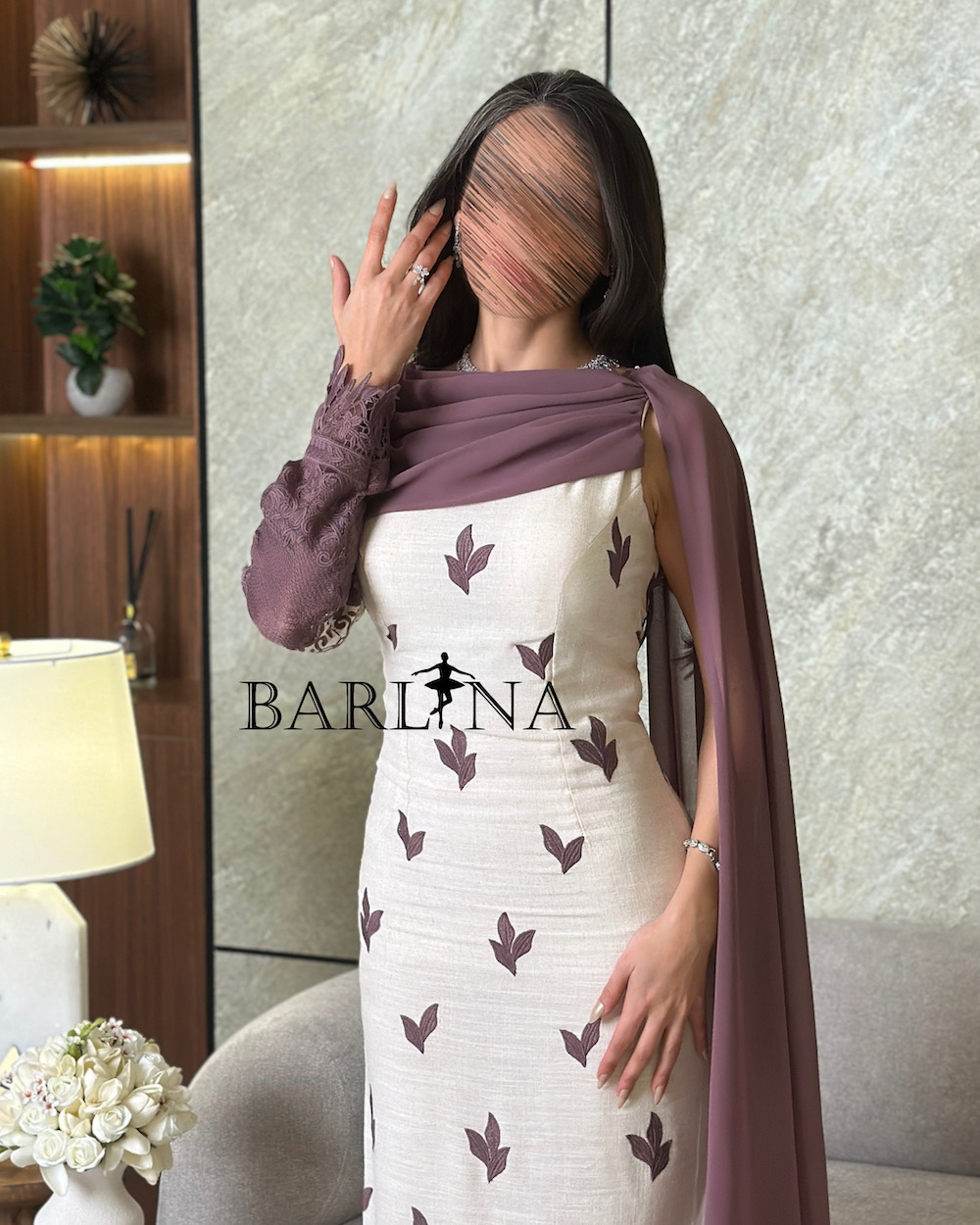 chinese dress ladies Lavender Spaghetti Strap Floral Lace A-line Long Prom Dress, PD3190 –  SposaBridal main image 0