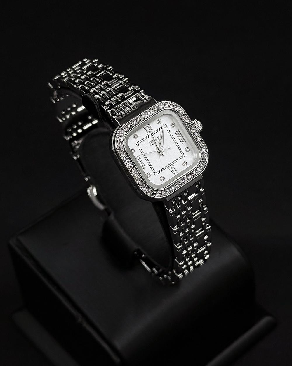 Classic women's wristwatch with a square frame