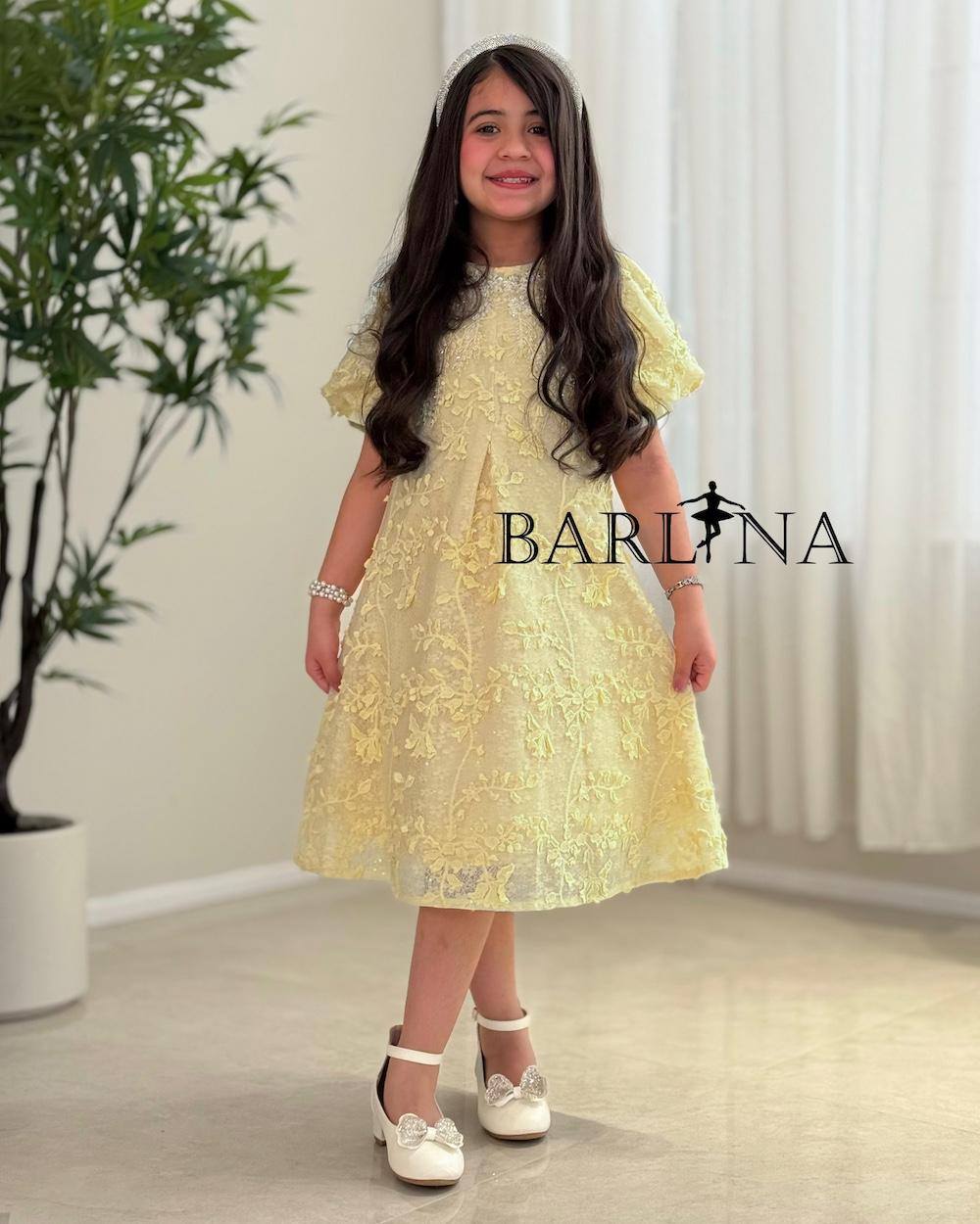 Girls' dress embroidered with floral patterns