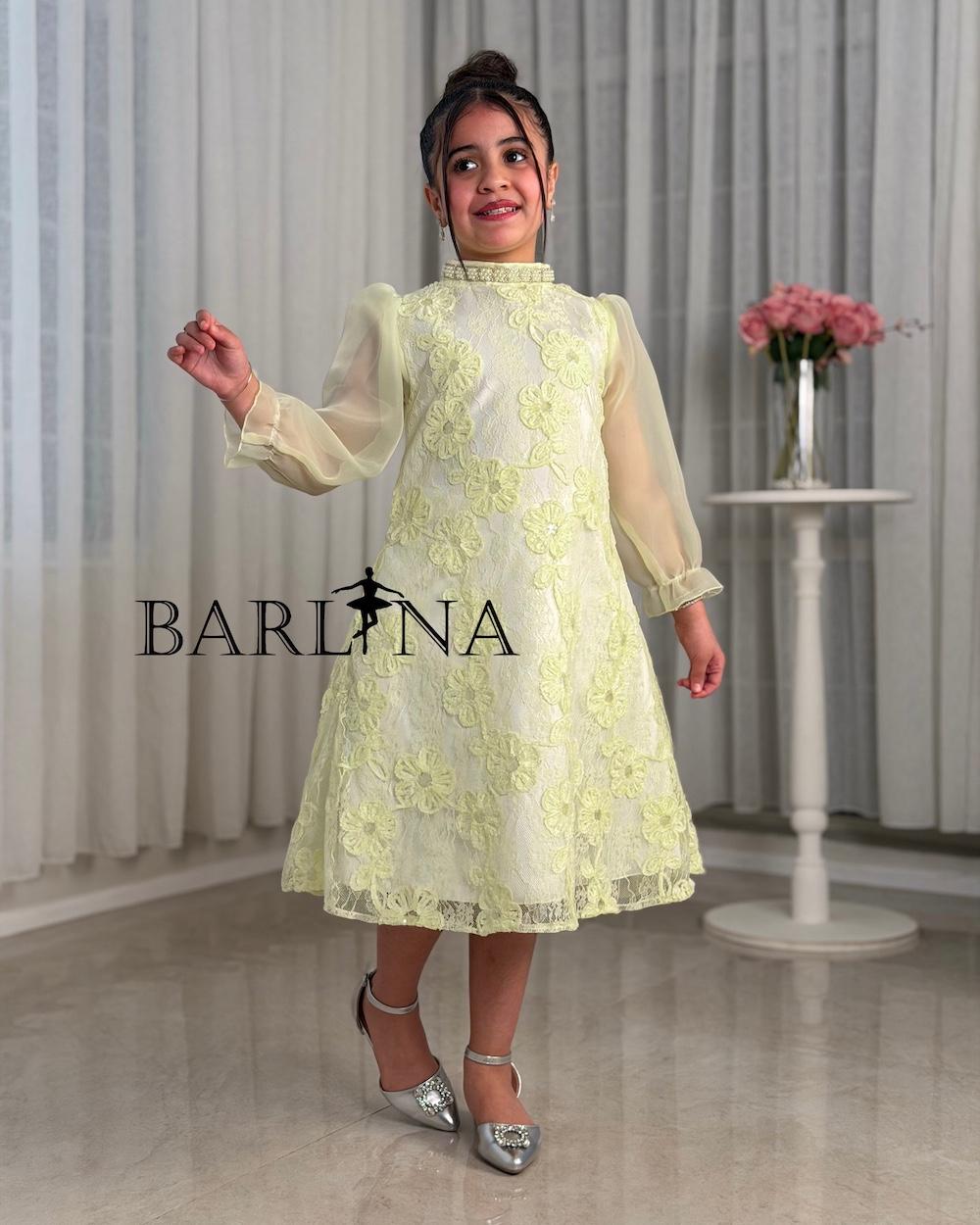 Girls' floral dress with sheer sleeves