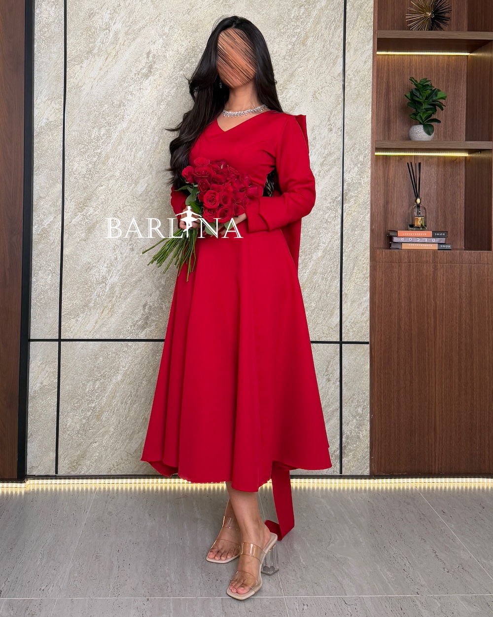 sachin and babi light blue dress V-NECK FLARED CUFF KNEE LENGTH DRESS IN BLACK AND RED | CULT MIA
