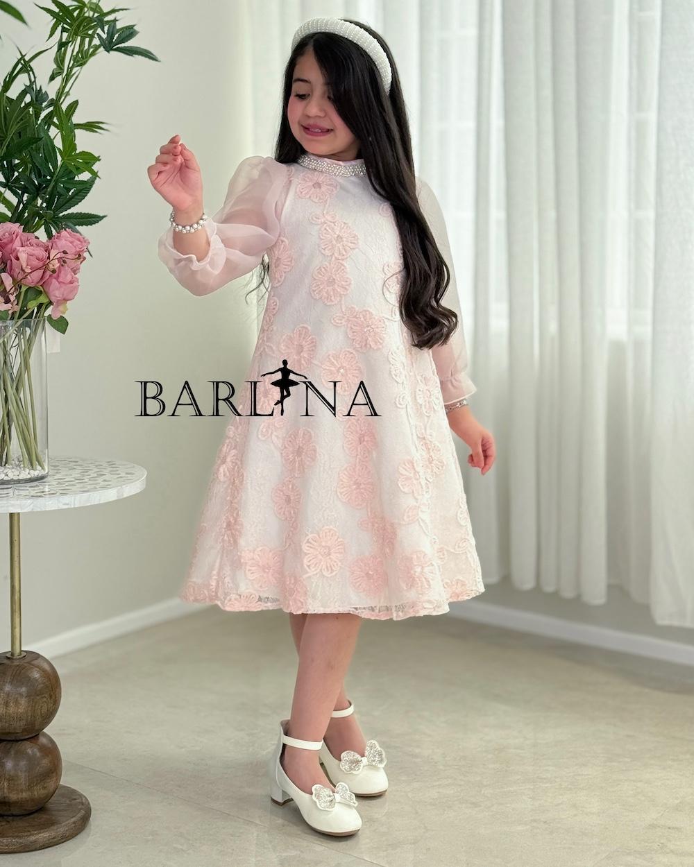 Girls' floral dress with sheer sleeves