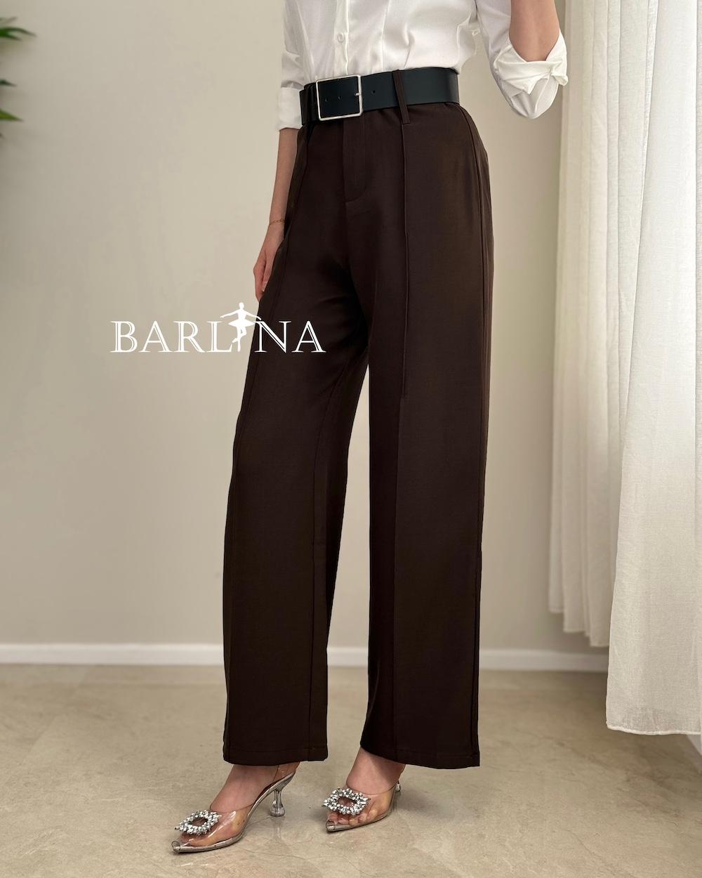 Straight-leg formal trousers with a black belt