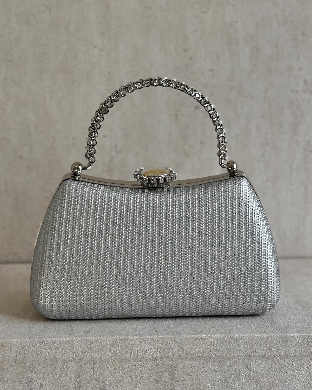 Handbag with a top handle, embellished with crystals