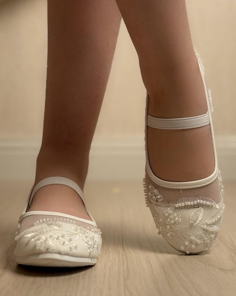 Stylish girls' shoes, transparent and patterned