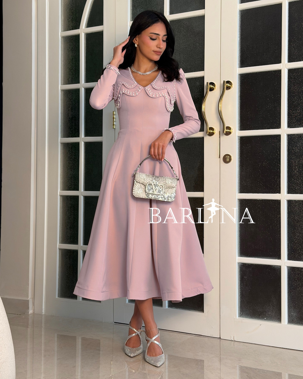 Soft pink midi dress