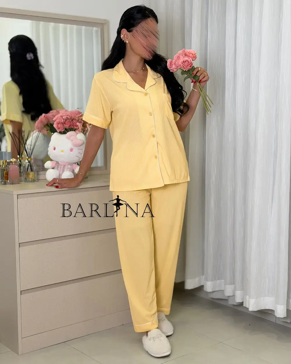 Classic style pajamas with front buttons