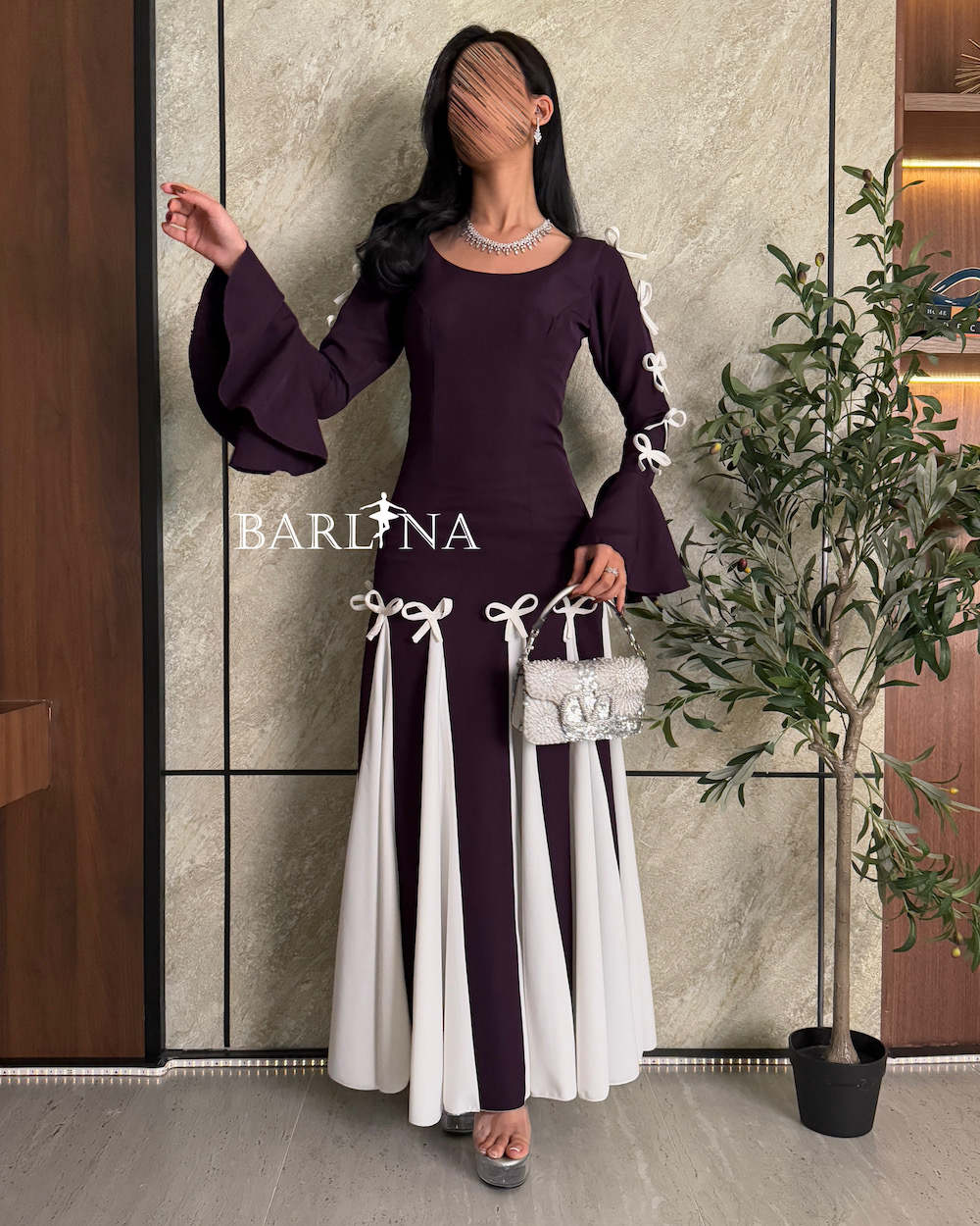 green emerald velvet dress Bell Sleeve Goddess Boho Dress in Amethyst