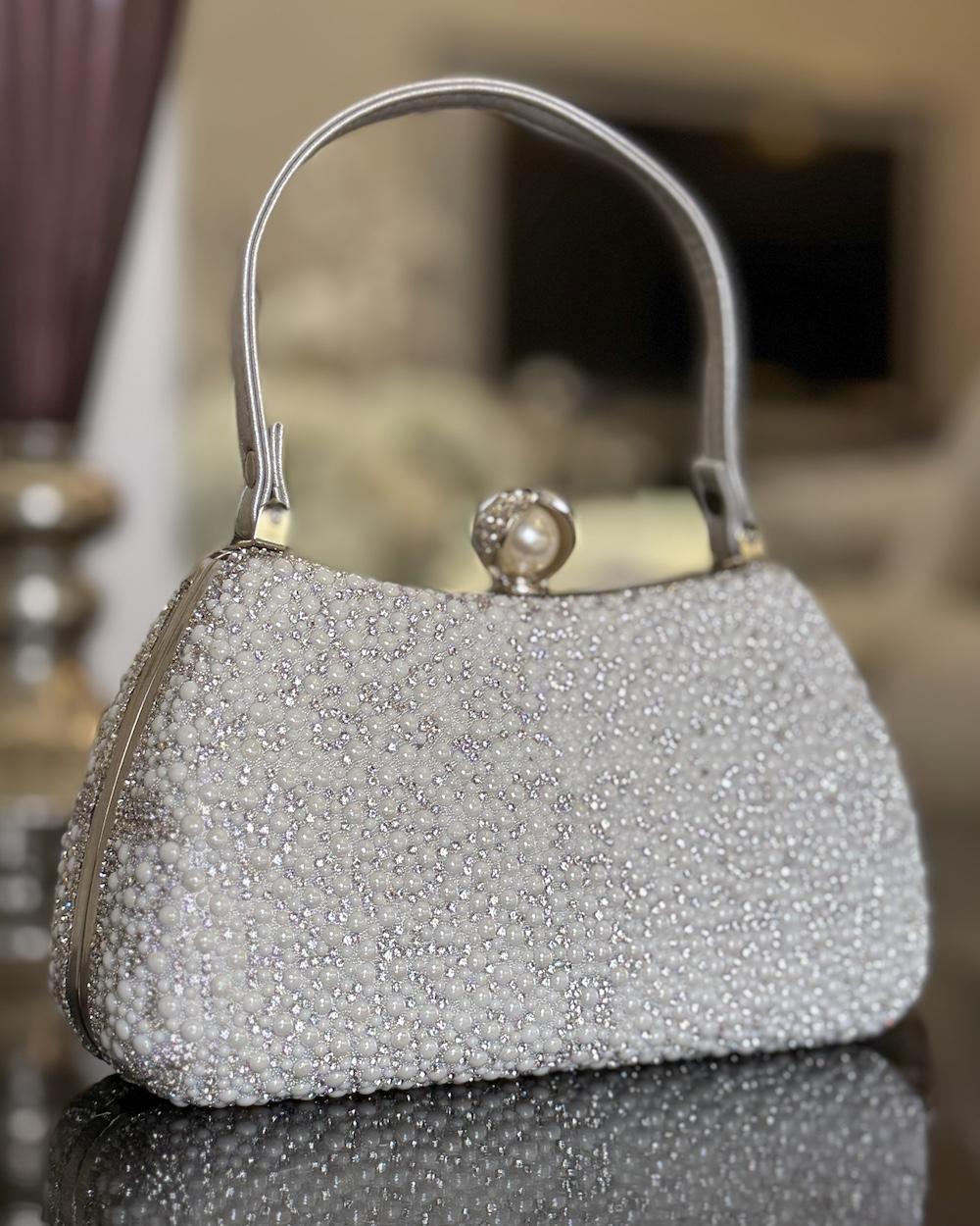 Pearl-embellished evening bag